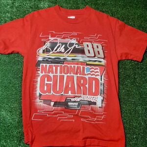 Mens Nascar Shirt Size Medium Dale Earnhardt Jr National Guard Red Vintage